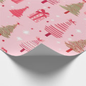 Roze kerst cadeaupapier (Hoek)