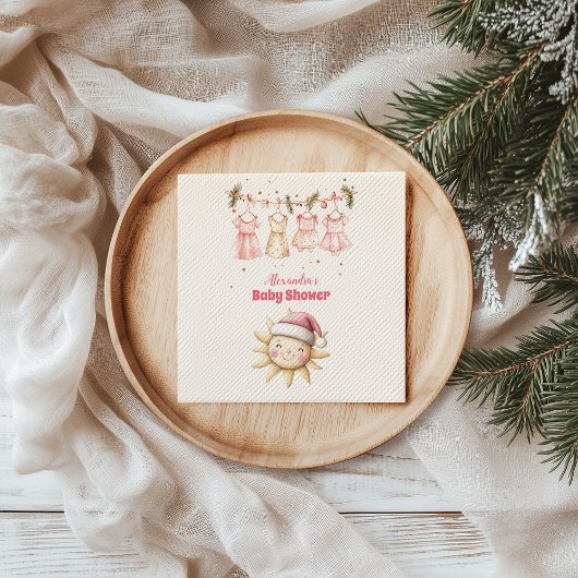 Roze Kerst Clothesline Baby shower Servet
