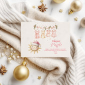 Roze Kerst Clothesline Diapper Raffle Informatiekaartje