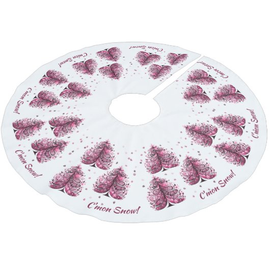 Roze Kerst C'mon Sneeuw Whimsical Tree Kerstboom Rok (Gekanteld)