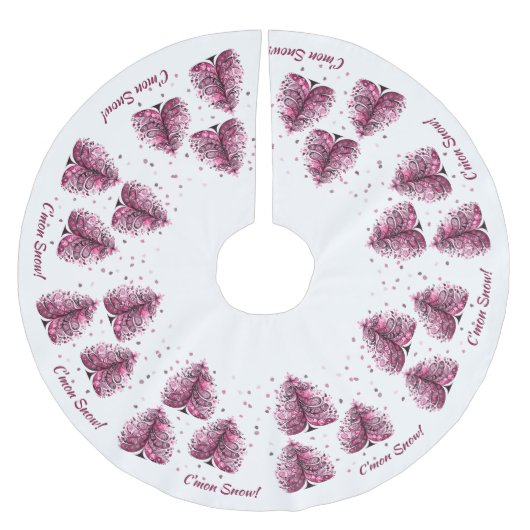 Roze Kerst C'mon Sneeuw Whimsical Tree Kerstboom Rok (Voorkant)
