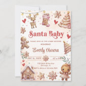Roze Kerst Cookie Baby shower Invitation Kaart (Voorkant)