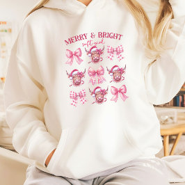 Roze Kerst Coquette bogen en koeien Hoodie