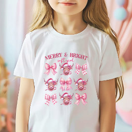 Roze Kerst Coquette bogen en koeien T-shirt