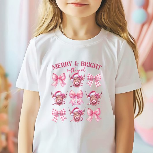 Roze Kerst Coquette bogen en koeien T-shirt