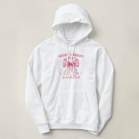 Roze Kerst Coquette boog Hoodie (Design voorkant)