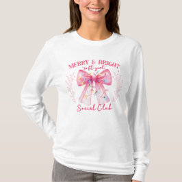 Roze Kerst Coquette boog T-shirt