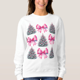 Roze Kerst Coquette Bow Kerstboom Trui