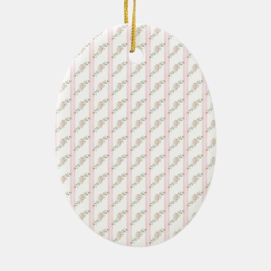  Roze Kerst Coquette Bow Krans Foto Keramisch Ornament (Achterkant)