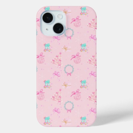 Roze Kerst Coquette Strik Naadloos Patroon Case-Mate iPhone Case (Achterkant)
