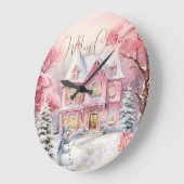 Roze Kerst Country Cottage Vakantiemuur Grote Klok (Hoek)