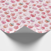 Roze Kerst Cupcakes inpakpapier (Hoek)