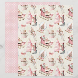 Roze Kerst Cute Pastel Scrapbook Papier