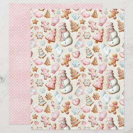 Roze Kerst Cute Pastel Scrapbook Papier