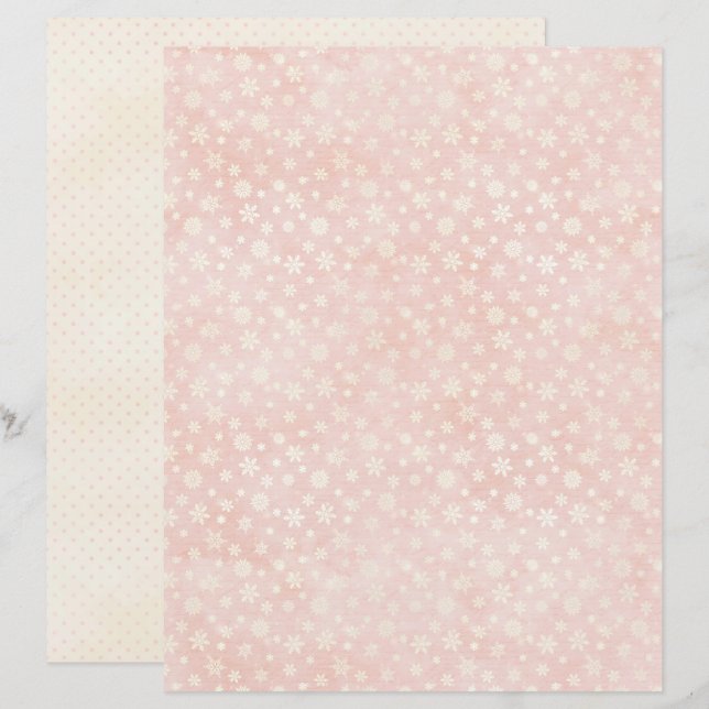 Roze Kerst Cute Pastel Scrapbook Papier (Voorkant / Achterkant)