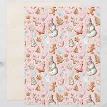Roze Kerst Cute Pastel Scrapbook Papier