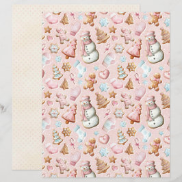 Roze Kerst Cute Pastel Scrapbook Papier