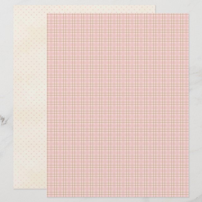 Roze Kerst Cute Pastel Scrapbook Papier (Voorkant / Achterkant)