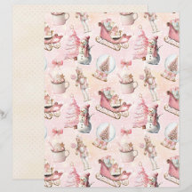 Roze Kerst Cute Pastel Scrapbook Papier