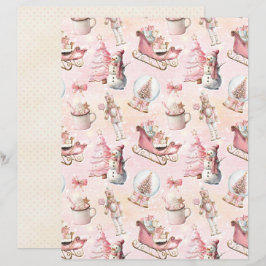 Roze Kerst Cute Pastel Scrapbook Papier