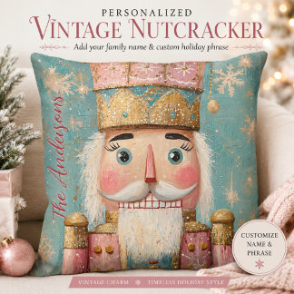 Roze Kerst Decoratie Notenkraker Vintage Familie Kussen