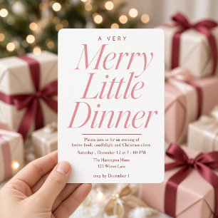 Roze Kerst Dinnerfeest Kaart