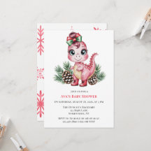 Roze Kerst Dino Meisje Baby Shower