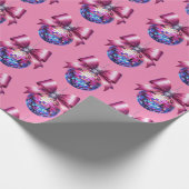 Roze Kerst Disco bal patroon Cadeaupapier (Hoek)