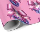 Roze Kerst Disco bal patroon Cadeaupapier (Rol Hoek)