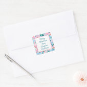 Roze Kerst Dorp Gift Vierkante Sticker (Envelop)