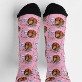 Roze Kerst een cirkel foto en naam sneeuwpop Sokken (Top)