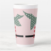 Roze Kerst Elf Pak Vakantie Feest    Latte Mok (Voorkant)