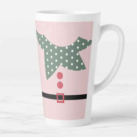 Roze Kerst Elf Pak Vakantie Feest    Latte Mok (Rechts)