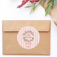 Roze kerst enveloppe zegel | Prettig Kerstfeest Fl