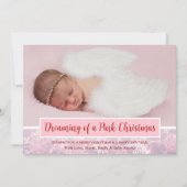 Roze Kerst Foto Sneeuwvlok Eerste Kerstmis Feestdagenkaart (Voorkant)