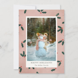 Roze Kerst Fotokaart Feestdagenkaart