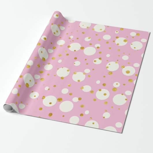 Roze Kerst Geometrisch ontwerp Dotty Cadeaupapier (Uitgerold)