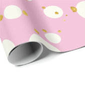 Roze Kerst Geometrisch ontwerp Dotty Cadeaupapier (Rol Hoek)
