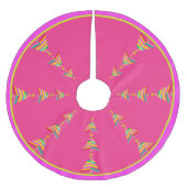 Roze Kerst Geometrische Regenboog Streep Kerstboom Rok (Voorkant)