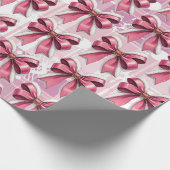 Roze Kerst Geplaagd Sneeuwvlokken Boog Patroon Cadeaupapier (Hoek)