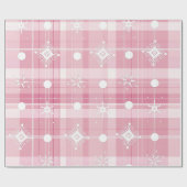 Roze Kerst Geplaagd Sneeuwvlokken Patroon Cadeaupapier (Vlak)