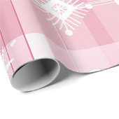 Roze Kerst Geplaagd Sneeuwvlokken Patroon Cadeaupapier (Rol Hoek)