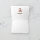 Roze Kerst GingerBread Baby Shower Bedankkaart (Binnen)