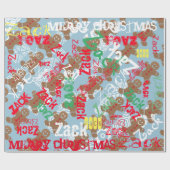 Roze Kerst Gingerbread Cadeaupapier Naam Aanpassen (Vlak)