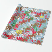 Roze Kerst Gingerbread Cadeaupapier Naam Aanpassen (Uitgerold)