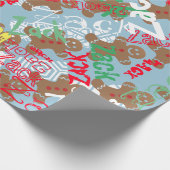 Roze Kerst Gingerbread Cadeaupapier Naam Aanpassen (Hoek)