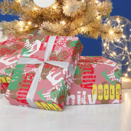 Roze Kerst Gingerbread Cadeaupapier Naam Aanpassen