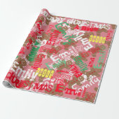 Roze Kerst Gingerbread Cadeaupapier Naam Aanpassen (Uitgerold)