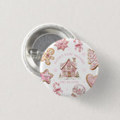 Roze Kerst Gingerbread Cookie Baby shower Girl Ronde Button 3,2 Cm (Voorkant /achterkant)