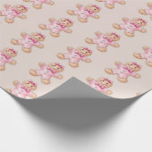 Roze Kerst Gingerbread Cookie Wrapping Paper Cadeaupapier (Hoek)